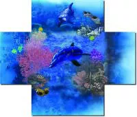 Панно подводный мир мозаик 001