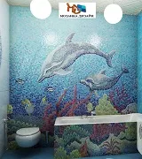 Ванная из мозаики с дельфинами