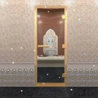 Дверь в золотом профиле бронза хамам 